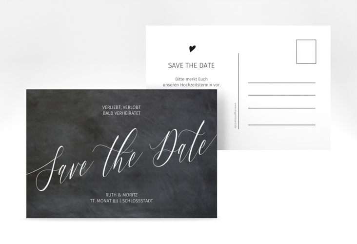 Save the Date-Postkarte Chalkboard A6 Postkarte veredelt