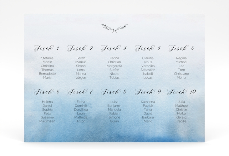 Sitzplan Poster Hochzeit Divine 70 x 50 cm Poster blau