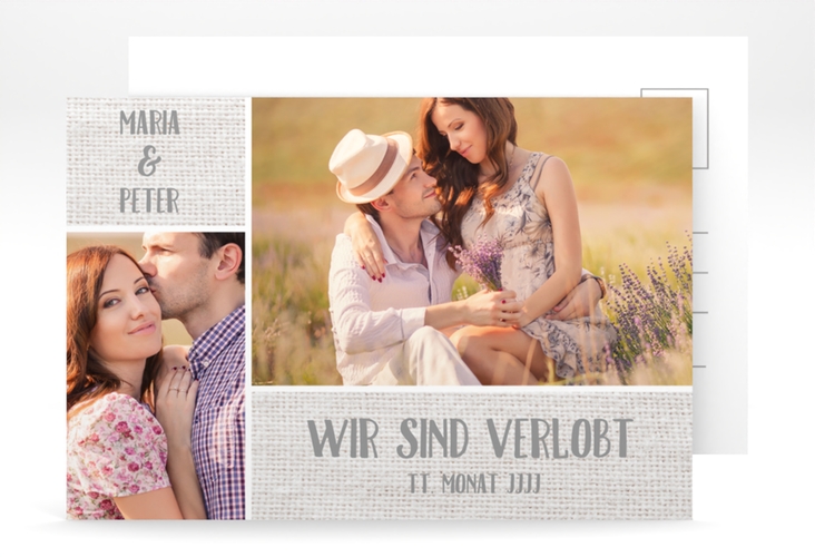 Verlobungskarte Hochzeit Landliebe A6 Postkarte weiss