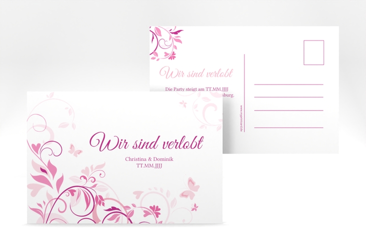 Verlobungskarte Lilly A6 Postkarte pink