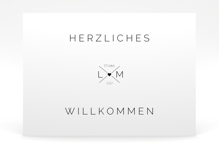 Willkommensschild Poster Initials 70 x 50 cm Poster schwarz mit Initialen im minimalistischen Design