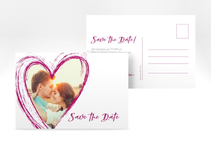 Save the Date-Postkarte Liebe A6 Postkarte pink hochglanz