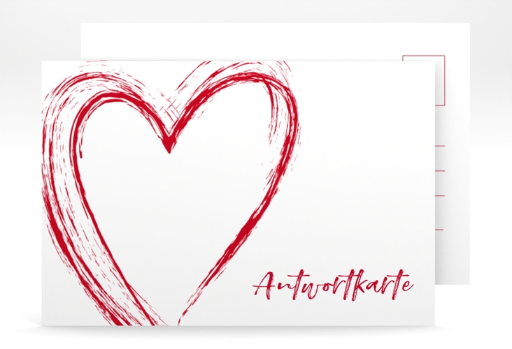 Antwortkarte Hochzeit Liebe A6 Postkarte rot