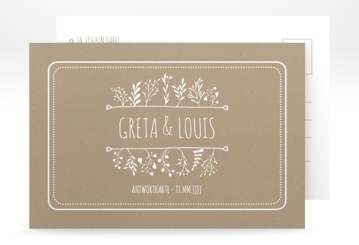 Antwortkarte Hochzeit Chalk A6 Postkarte Kraftpapier