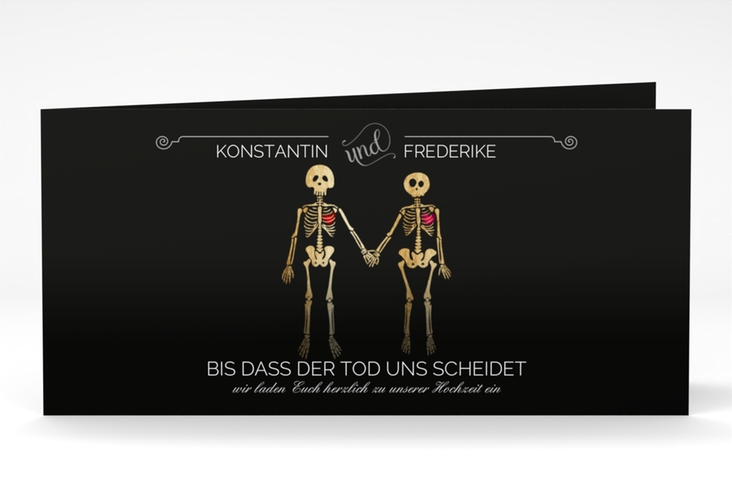 Hochzeitseinladung Bones lange Klappkarte quer