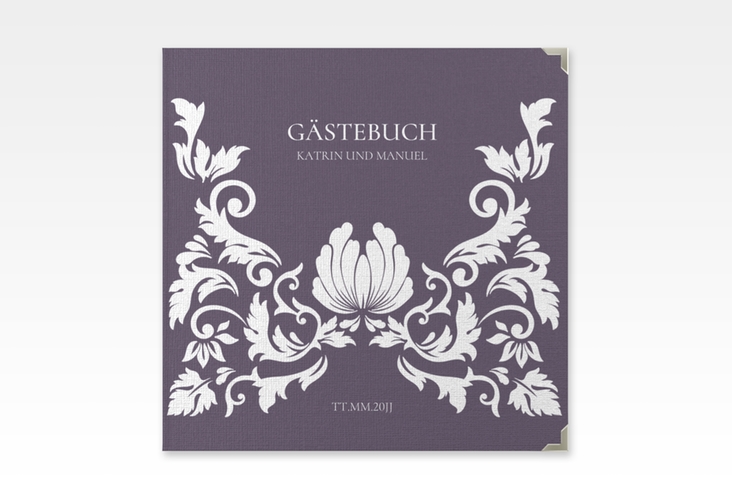 Gästebuch Selection Hochzeit Royal Leinen-Hardcover lila mit barockem Blumen-Ornament