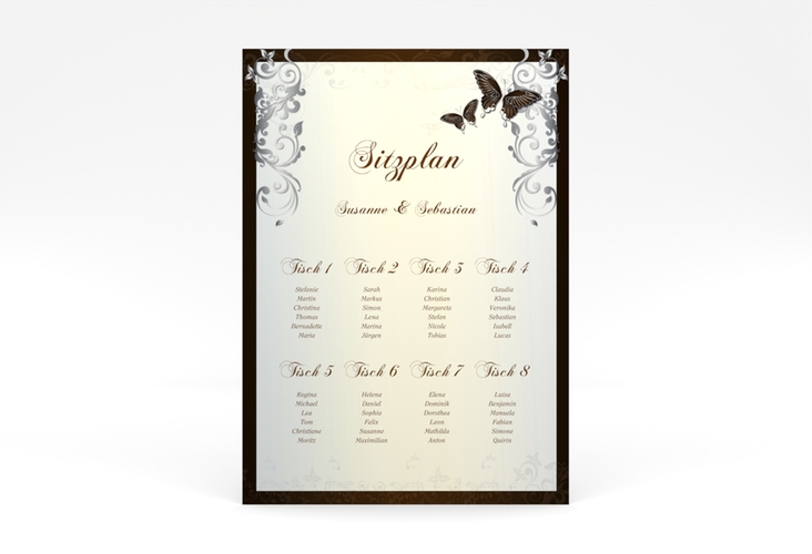 Sitzplan Poster Hochzeit Toulouse 50 x 70 cm Poster braun