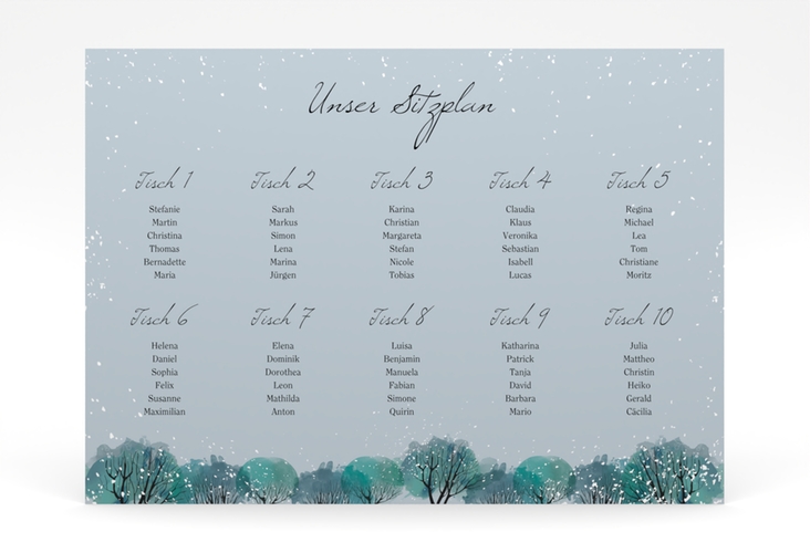 Sitzplan Poster Hochzeit Winterhochzeit 70 x 50 cm Poster