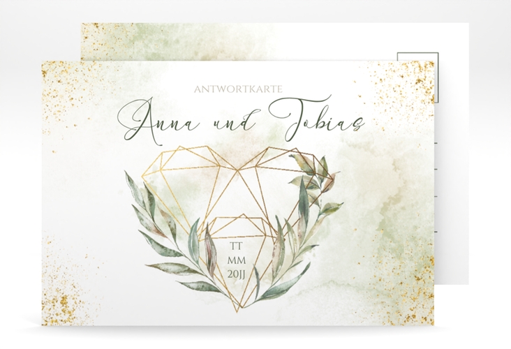 Antwortkarte Hochzeit Heartfelt A6 Postkarte mit Diamanten im Geometric Design