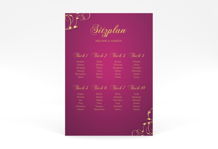 Sitzplan Poster Hochzeit Eternity 50 x 70 cm Poster pink