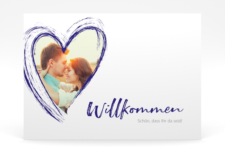 Willkommensschild Poster Liebe 70 x 50 cm Poster blau