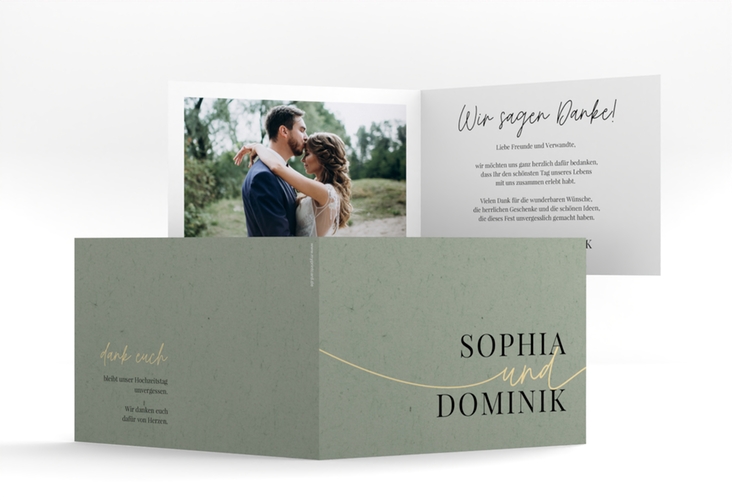 Danksagungskarte Hochzeit Easy A6 Klappkarte quer hochglanz im modernen minimalistischen Design