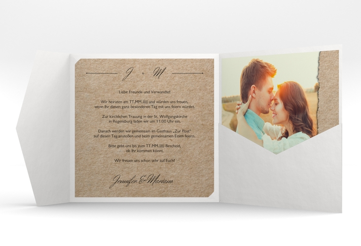 Hochzeitseinladung Colorado Pocketfold Kraftpapier hochglanz