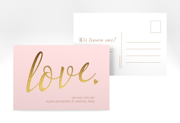 Verlobungskarte Hochzeit Glam A6 Postkarte rosa