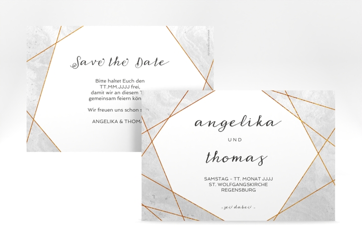 Save the Date-Karte Asymmetry A6 Karte quer grau hochglanz