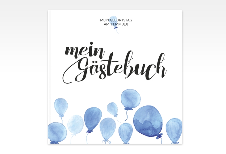 Gästebuch Creation Geburtstag Ballon 20 x 20 cm, Hardcover blau