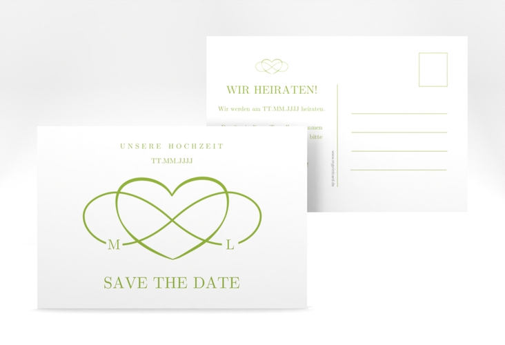 Save the Date-Postkarte Infinity A6 Postkarte gruen