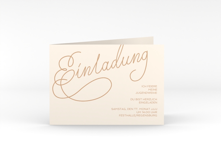 Einladungskarte Jugendweihe Swinging A6 Klappkarte quer beige