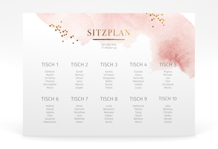 Sitzplan Poster Hochzeit Pastell 70 x 50 cm Poster