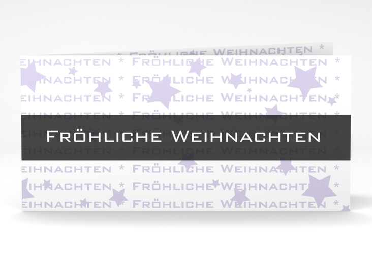 Business-Weihnachtskarte Goldstern lange Klappkarte quer flieder
