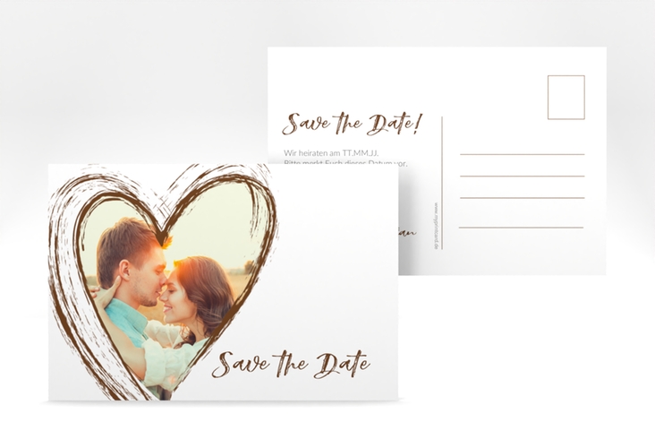 Save the Date-Postkarte Liebe A6 Postkarte braun