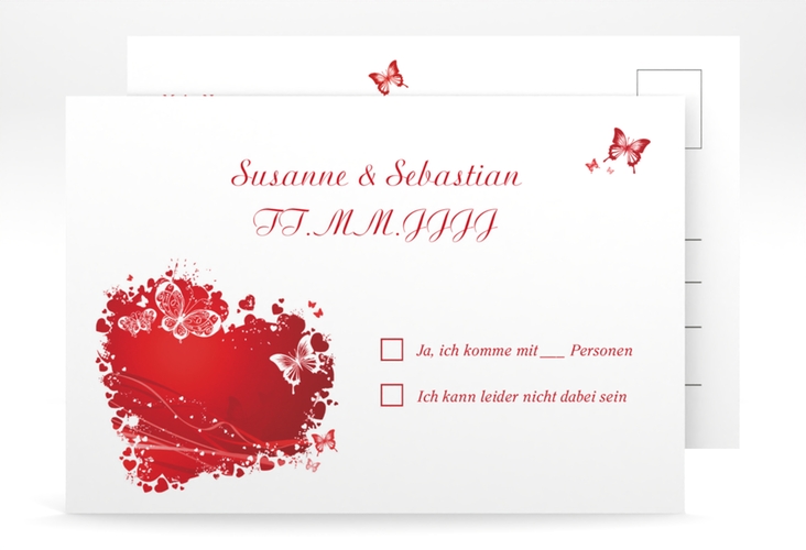 Antwortkarte Hochzeit Mailand A6 Postkarte rot