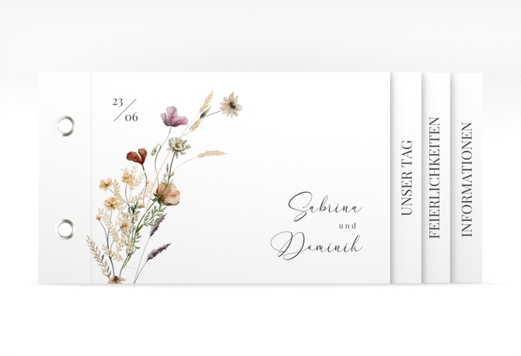 Hochzeitseinladung Sauvages Booklet mit getrockneten Wiesenblumen