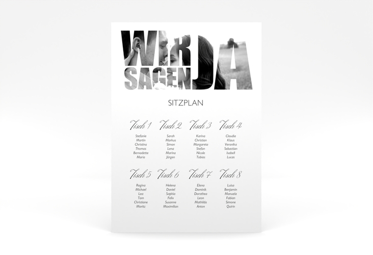 Sitzplan Poster Hochzeit Letters 50 x 70 cm Poster weiss