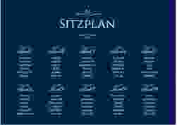 Sitzplan Poster Hochzeit Elegancy 70 x 50 cm Poster blau