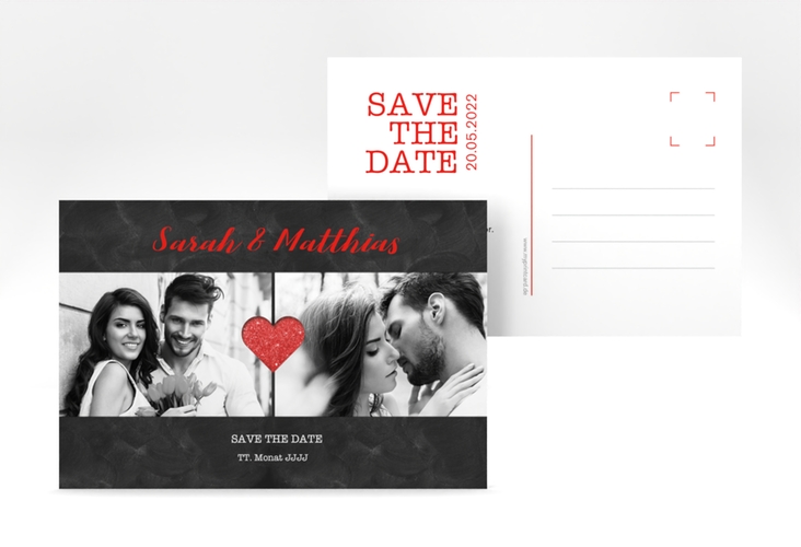 Save the Date-Postkarte Sparkly A6 Postkarte rot