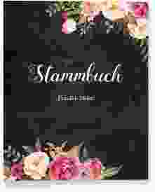 Stammbuch A4 Flowers Stammbuch A4 schwarz mit bunten Aquarell-Blumen