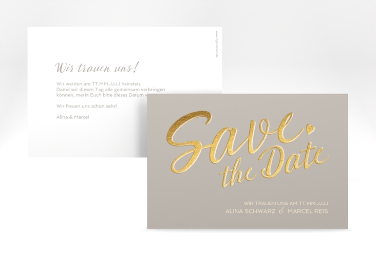 Save the Date-Karte Glam A6 Karte quer grau