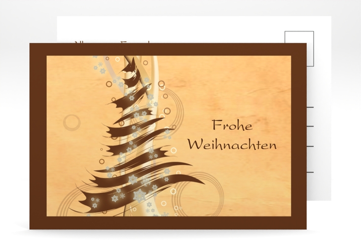 Weihnachtskarte Wintertraum A6 Postkarte in Braun mit Weihnachtsbaum