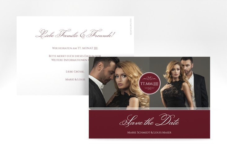 Save the Date-Karte Elegancy A6 Karte quer rot