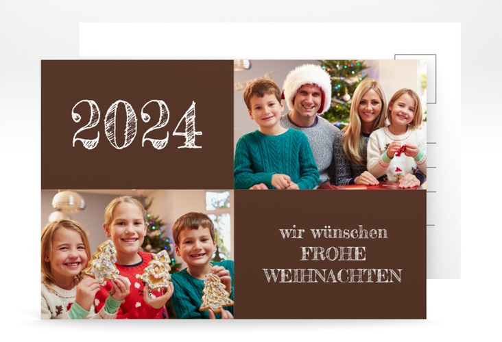 Weihnachtskarte Besinnlichkeit A6 Postkarte braun zum selbst Gestalten mit Fotos