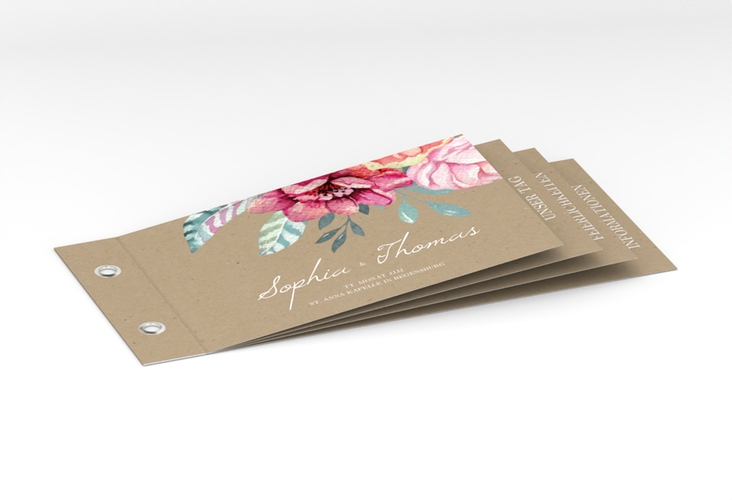 Hochzeitseinladung Blooming Booklet Kraftpapier