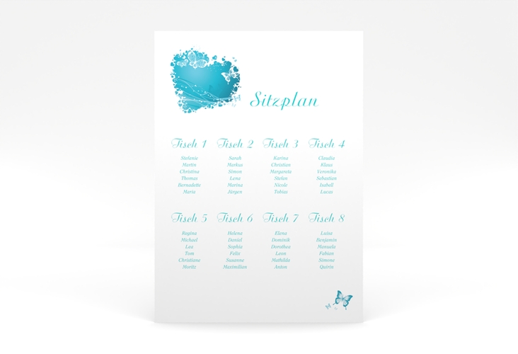 Sitzplan Poster Hochzeit Mailand 50 x 70 cm Poster tuerkis