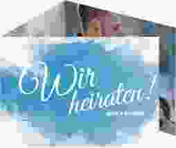 Hochzeitseinladung Frozen A6 Doppel-Klappkarte blau mit Winter-Design