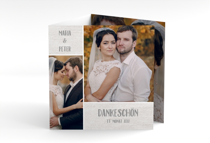 Dankeskarte Hochzeit Landliebe quadr. Doppel-Klappkarte weiss