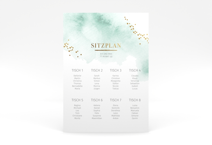 Sitzplan Poster Hochzeit Pastell 50 x 70 cm Poster mint