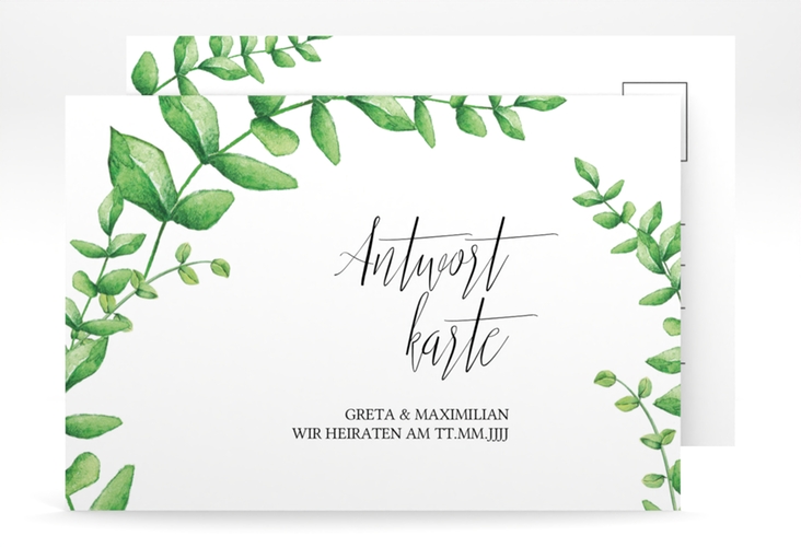 Antwortkarte Hochzeit Botanic A6 Postkarte weiss