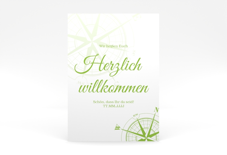 Willkommensschild Poster Windrose 50 x 70 cm Poster gruen