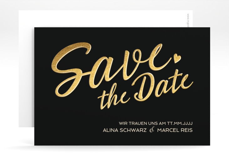 Save the Date-Karte Glam A6 Karte quer schwarz