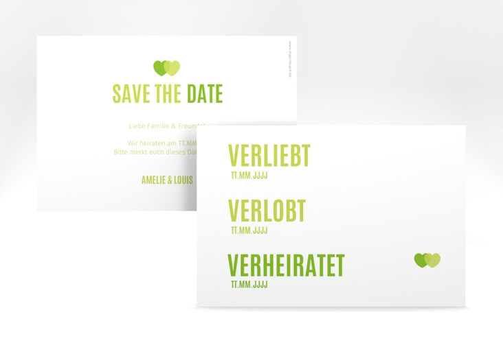 Save the Date-Karte Couple A6 Karte quer gruen hochglanz