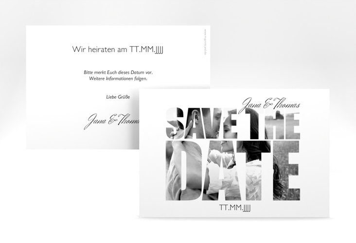 Save the Date-Karte Hochzeit Letters A6 Karte quer weiss