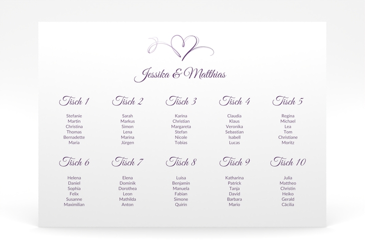 Sitzplan Poster Hochzeit Envie 70 x 50 cm Poster