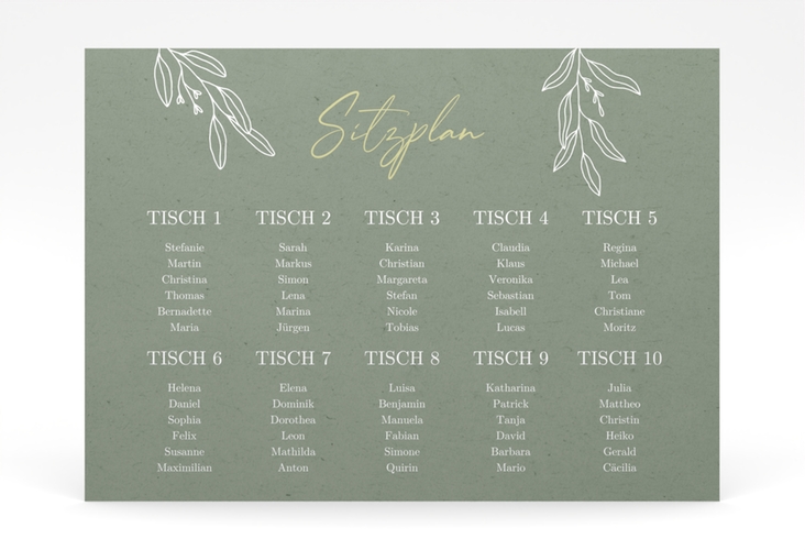 Sitzplan Poster Hochzeit Greendate 70 x 50 cm Poster