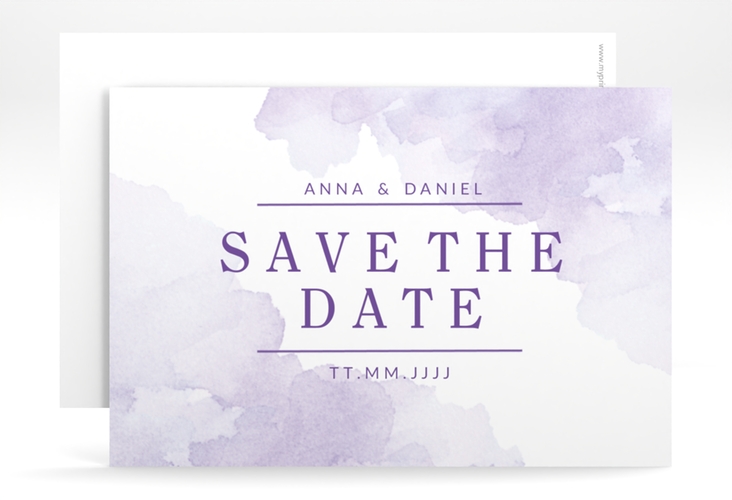 Save the Date-Karte Blush A6 Karte quer lila