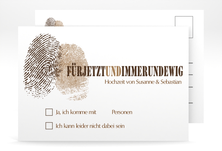 Antwortkarte Hochzeit Messina A6 Postkarte mit Fingerabdrücken