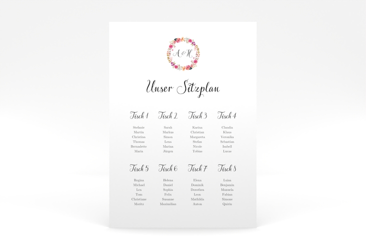 Sitzplan Poster Hochzeit Fiore 50 x 70 cm Poster